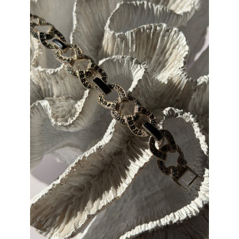 Vintage 925 Sterling Silver Onyx & Marcasite Bracelet