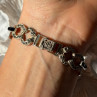 Vintage 925 Sterling Silver Onyx & Marcasite Bracelet