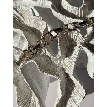 Vintage 925 Sterling Silver Onyx & Marcasite Bracelet