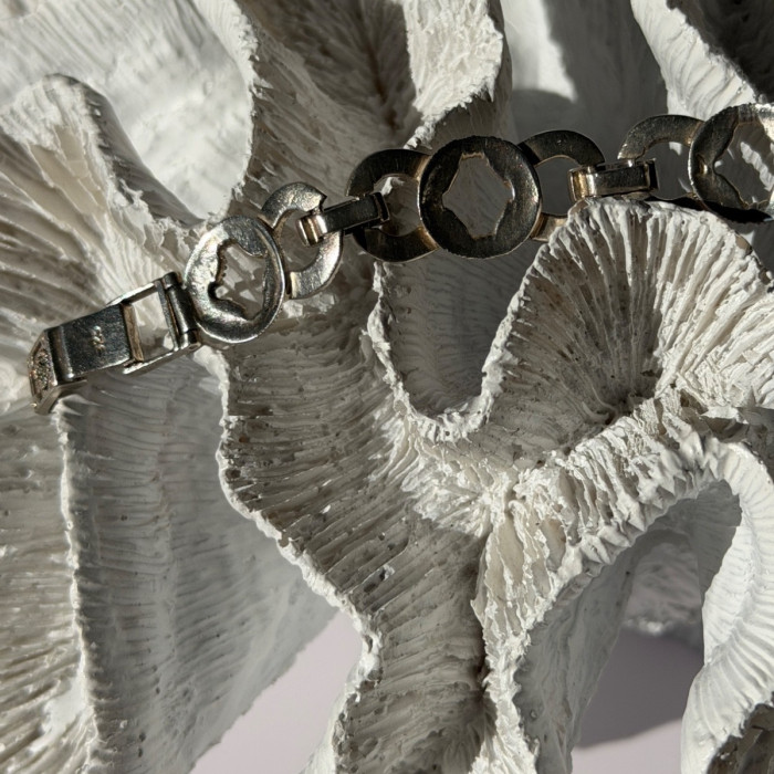 Vintage 925 Sterling Silver Onyx & Marcasite Bracelet