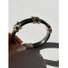 Pat Pend Leather & 925 Sterling Silver Black Agate Bracelet