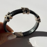 Pat Pend Leather & 925 Sterling Silver Black Agate Bracelet