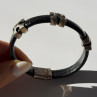 Pat Pend Leather & 925 Sterling Silver Black Agate Bracelet