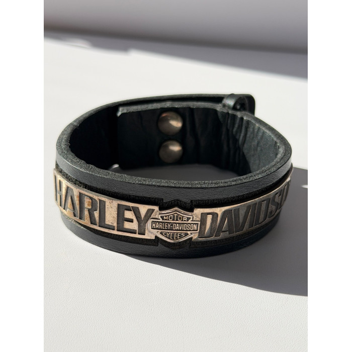 Harley Davidson Leather & 925 Sterling Silver Bracelet