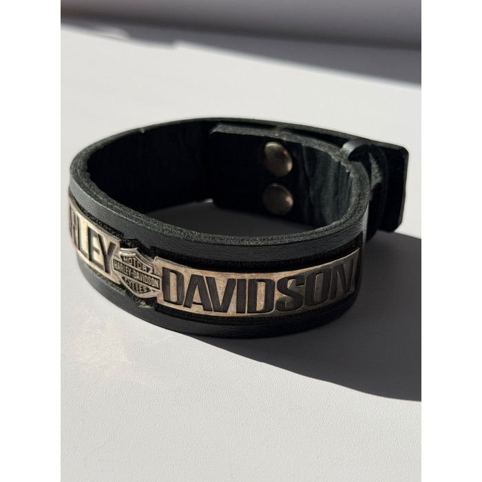 Harley Davidson Leather & 925 Sterling Silver Bracelet
