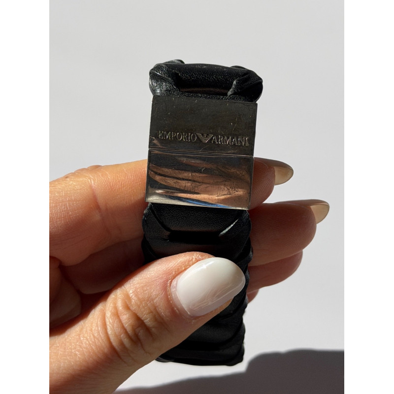Emporio Armani Leather & 925 Sterling Silver Bracelet