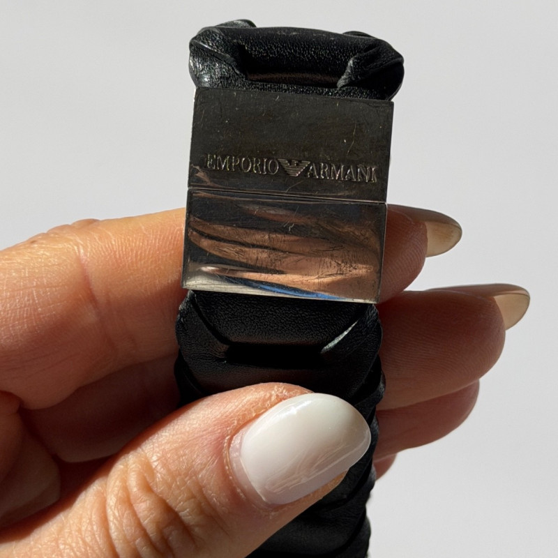 Emporio Armani Leather & 925 Sterling Silver Bracelet