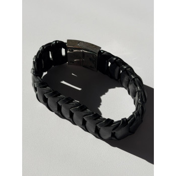 Emporio Armani Leather & 925 Sterling Silver Bracelet