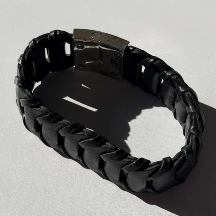 Emporio Armani Leather & 925 Sterling Silver Bracelet