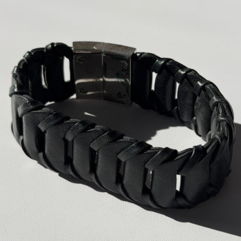 Emporio Armani Leather & 925 Sterling Silver Bracelet