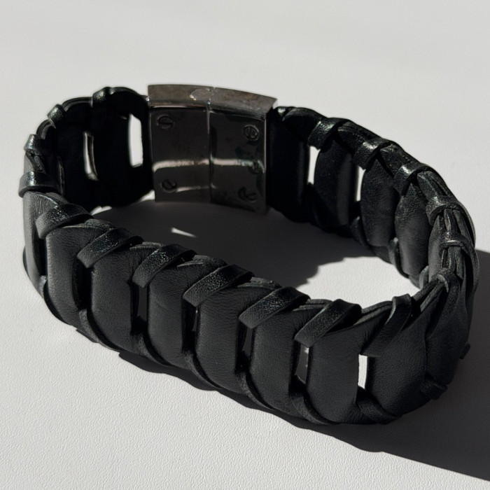 Emporio Armani Leather & 925 Sterling Silver Bracelet