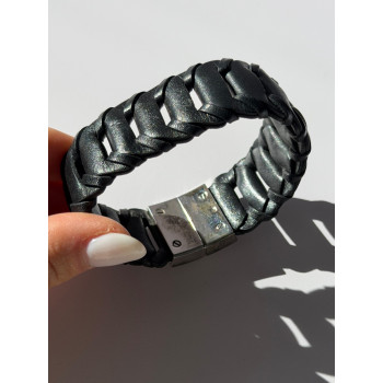 Emporio Armani Leather & 925 Sterling Silver Bracelet