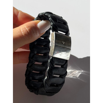 Emporio Armani Leather & 925 Sterling Silver Bracelet