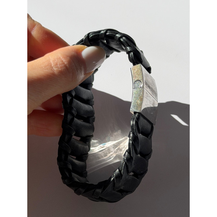 Emporio Armani Leather & 925 Sterling Silver Bracelet