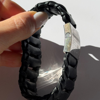 Emporio Armani Leather & 925 Sterling Silver Bracelet