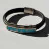 Leather & 925 Sterling Silver Turquoise Bracelet