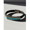 Leather & 925 Sterling Silver Turquoise Bracelet