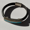 Leather & 925 Sterling Silver Turquoise Bracelet