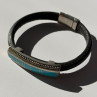 Leather & 925 Sterling Silver Turquoise Bracelet