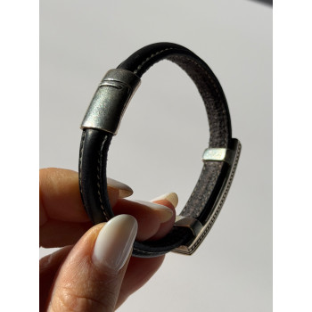 Leather & 925 Sterling Silver Turquoise Bracelet