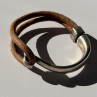 Vintage Brown Leather & 925 Sterling Silver Bracelet