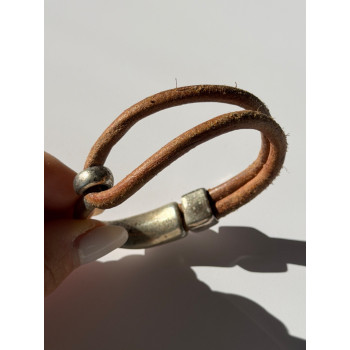 Vintage Brown Leather & 925 Sterling Silver Bracelet