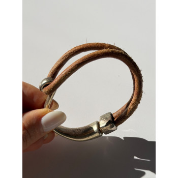 Vintage Brown Leather & 925 Sterling Silver Bracelet