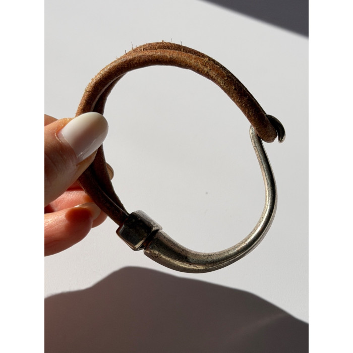 Vintage Brown Leather & 925 Sterling Silver Bracelet