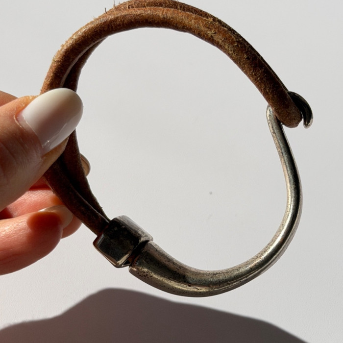 Vintage Brown Leather & 925 Sterling Silver Bracelet