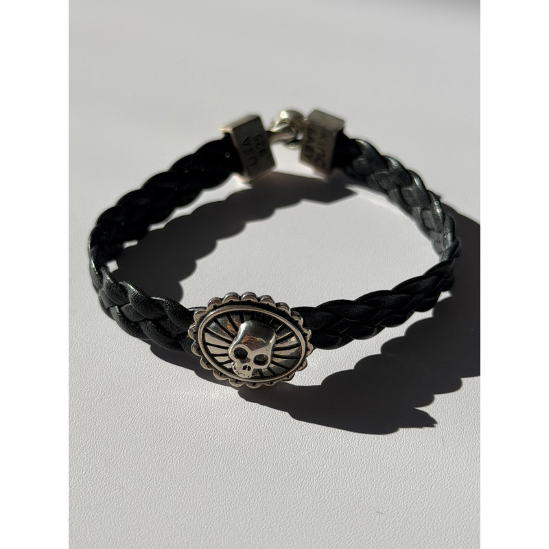 King Baby Skeleton Leather & 925 Sterling Silver Bracelet