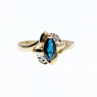 10K Yellow Gold Blue Topaz & Diamonds Ring Size 8