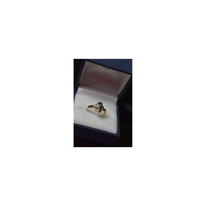 10K YELLOW GOLD BLUE TOPAZ & DIAMONDS RING SIZE 8