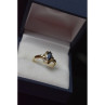 10K Yellow Gold Blue Topaz & Diamonds Ring Size 8