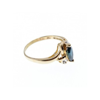 10K YELLOW GOLD BLUE TOPAZ & DIAMONDS RING SIZE 8
