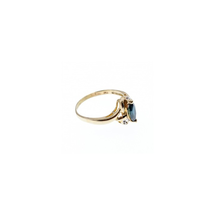 10K YELLOW GOLD BLUE TOPAZ & DIAMONDS RING SIZE 8