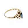 10K Yellow Gold Blue Topaz & Diamonds Ring Size 8