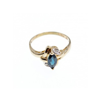 10K YELLOW GOLD BLUE TOPAZ & DIAMONDS RING SIZE 8