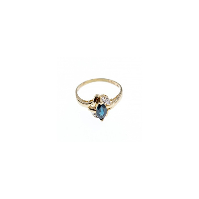 10K YELLOW GOLD BLUE TOPAZ & DIAMONDS RING SIZE 8