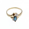 10K Yellow Gold Blue Topaz & Diamonds Ring Size 8