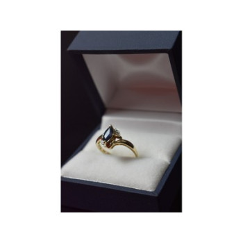10K YELLOW GOLD BLUE TOPAZ & DIAMONDS RING SIZE 8