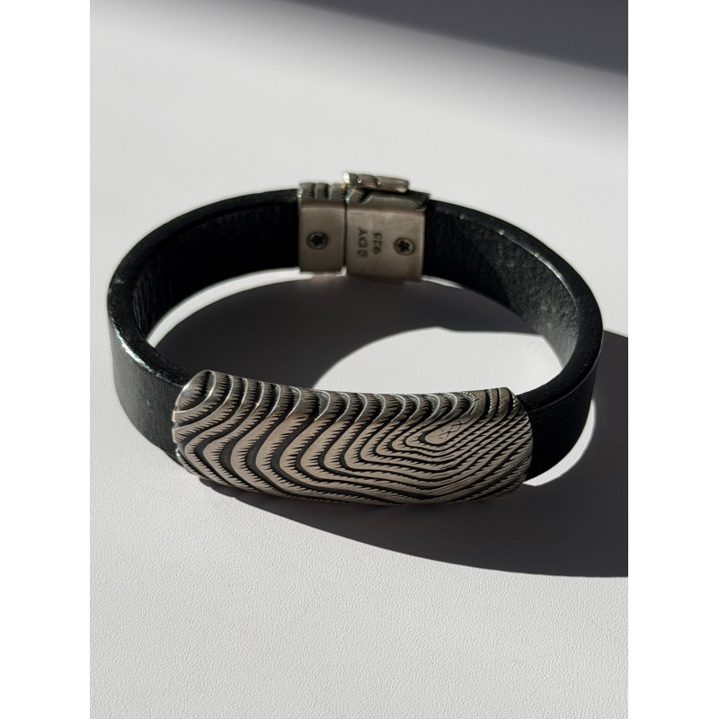 Vintage David Yurman Leather & 925 Sterling Silver Bracelet