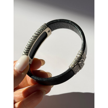 Vintage David Yurman Leather & 925 Sterling Silver Bracelet