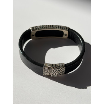 Vintage David Yurman Leather & 925 Sterling Silver Bracelet