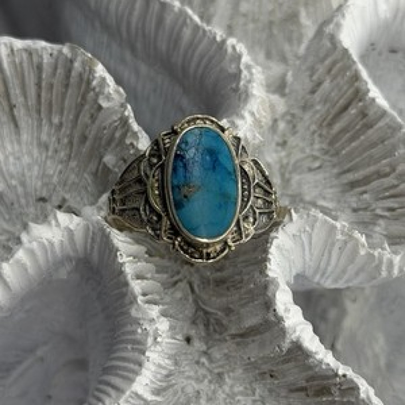 Vintage 925 Sterling Silver Turquoise Ring Size 9