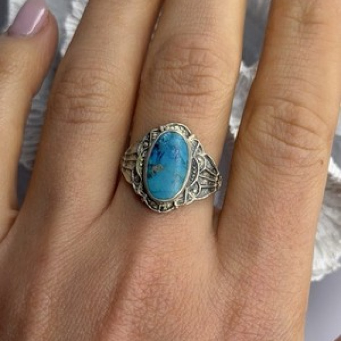 Vintage 925 Sterling Silver Turquoise Ring Size 9