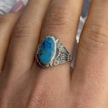 Vintage 925 Sterling Silver Turquoise Ring Size 9