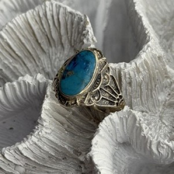 Vintage 925 Sterling Silver Turquoise Ring Size 9