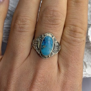 Vintage 925 Sterling Silver Turquoise Ring Size 9