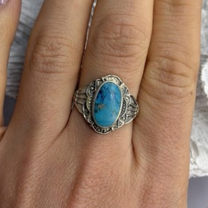 Vintage 925 Sterling Silver Turquoise Ring Size 9