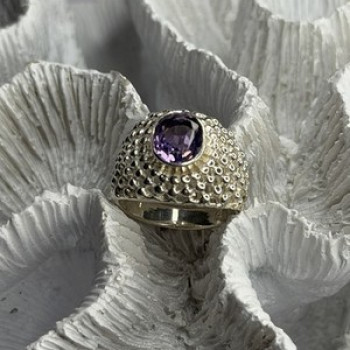 Elegant Design 925 Sterling Silver Amethyst Ring Size 6